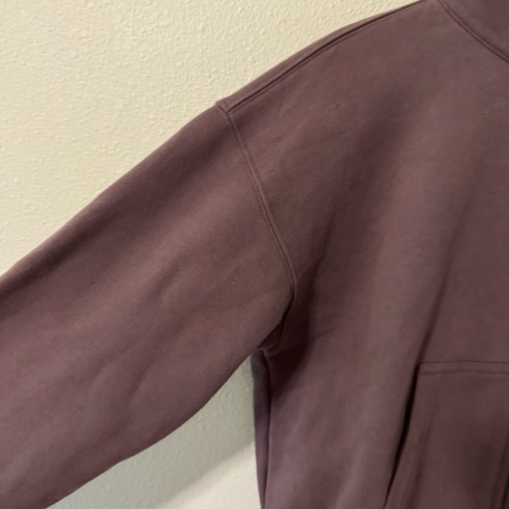 Aritzia TNA Cozy Fleece Boyfriend Zip Up Sweatshirt Dusty Purple Cropped-2XS - Picture 5 of 10